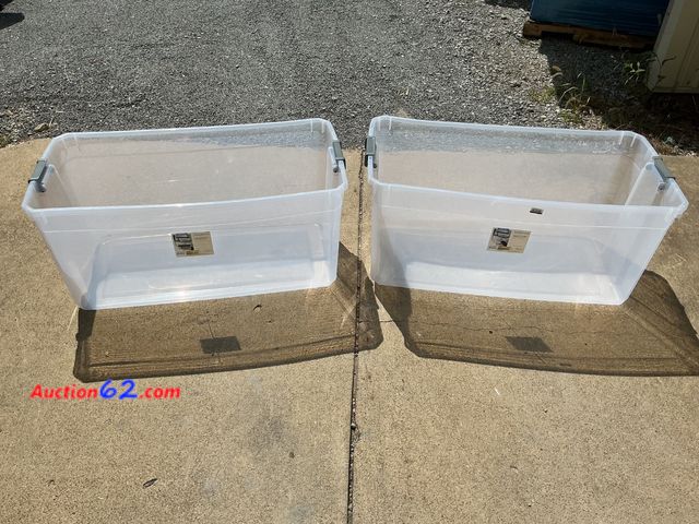 Lot 44-197e - Brightroom Heavy Duty Stackable Latching Storage Bins - Set of 2 See All Photo's E-Commerce Return, A basic inspection has been given to thi...