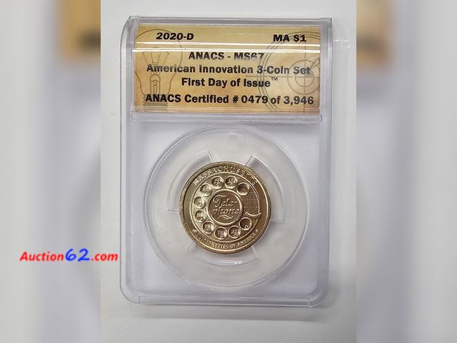 Lot 44-8365f - 2020-D INNOVATION DOLLAR HONORS THE 1876 INVENTION OF THE TELEPHONE BY ALEXANDER GRAHAM BELL IN BOSTON, MASSACHUSETTS. GRADED MS67 (MINT STA...
