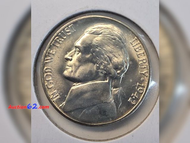 Lot 44-8333w - 1942-S GEM BRILLIANT UNCIRCULATED SILVER WORLD WAR II NICKEL. MINTED IN SAN FRANCISCO.-NT