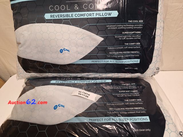 Lot 44-7341w - Lot of (2) ISO-PEDIC technology COOL &amp; COMFY reversible comfort pillow standard/queen,  Appears New, A basic inspection has been given t...