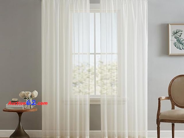 Lot 44-9092b - 54” X 95” Window Sheer Voile Panels Rod Pocket Curtains for Bedroom Appears New, A basic inspection has been given to this item. Sold AS-IS.