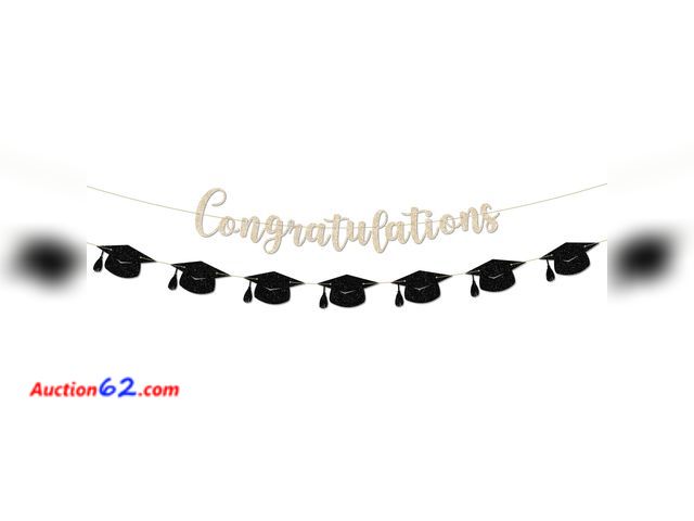 Lot 44-970m - Lot of 4 - Milianquill Congratulations Banner - 9 ft Pre-Strung Graduation Banner, Graduation Party Decorations &amp; Decor for Elementary, ...