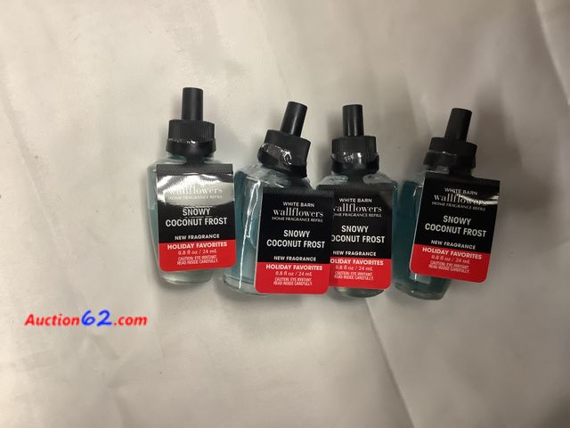 Lot 44-6235w - Set of 4 SNOWY COCONUT FROST, White Barn Lflos Home Refill Fragrances, Holiday Favorites, New. See All Photo's Not Tested