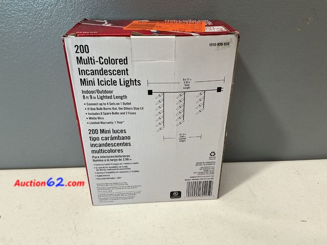 Lot 44-1671 - Home Accents 200 Mini Icicle Lights Multi Color Christmas Wedding Holiday Appears New, A basic inspection has been given to this item. Sold ...