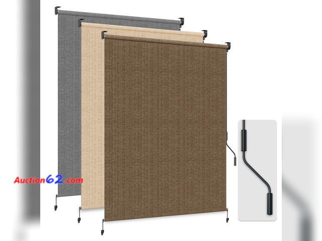 Lot 44-818w - Lot of (1) HOMEDEMO Outdoor Roller Shade for Patio, 6'W x 6' H Roll up Shade for Outside, Sun Roller Shade Cloth Roll Blinds Cordless Waterp...