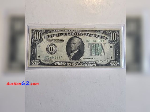 Lot 44-8358k - 1934 SERIES NEARLY UNCIRCULATED $10 FEDERAL RESERVE NOTE.-NT