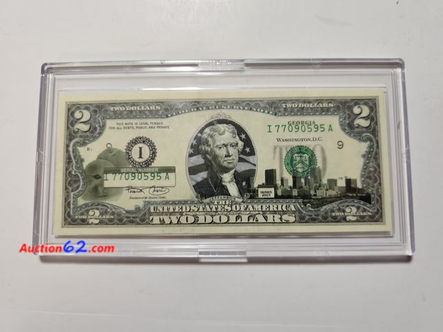 Lot 44-8314 - GEORGIA ENHANCED $2 STATE BILL. HAS CAPITAL AND A PEACH.-NT