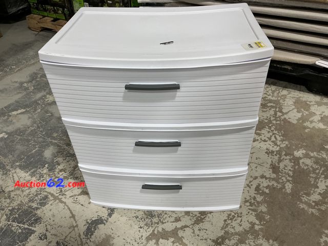 Lot 44-1636w - Unbranded 3 Drawer Wide Tower - Storage Organizer, White See All Photo's Not Tested E-Commerce Return, A basic inspection has been given to ...