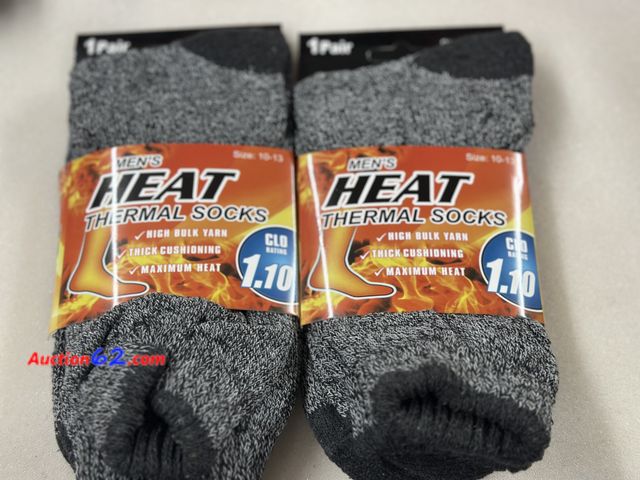Lot 44-7503t - 2 pair men’s heat thermal socks clo rating 1.10 size 10-13. NEW. See All Photo's Not Tested Never opened, Factory Sealed