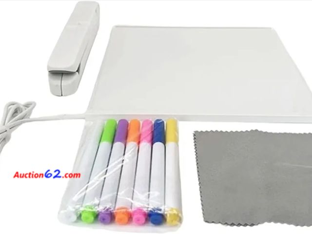 Lot 44-7145x - Lot of (3) LED light up memo board acrylic note drawing 30×20 cm light up message illuminated note rechargeable LED memo board for shop  App...