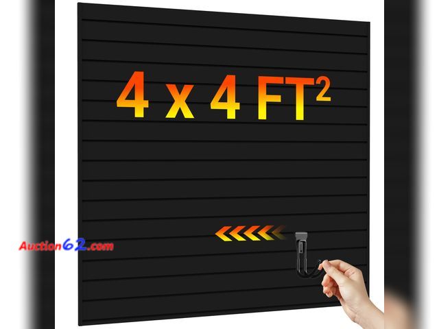Lot 44-565e - Ezlaino Slatwall 4 FT x 4 FT, PVC Slat Wall Paneling Garage Wall Organizer Not Tested See All Photo's Appears New, A basic inspection has be...