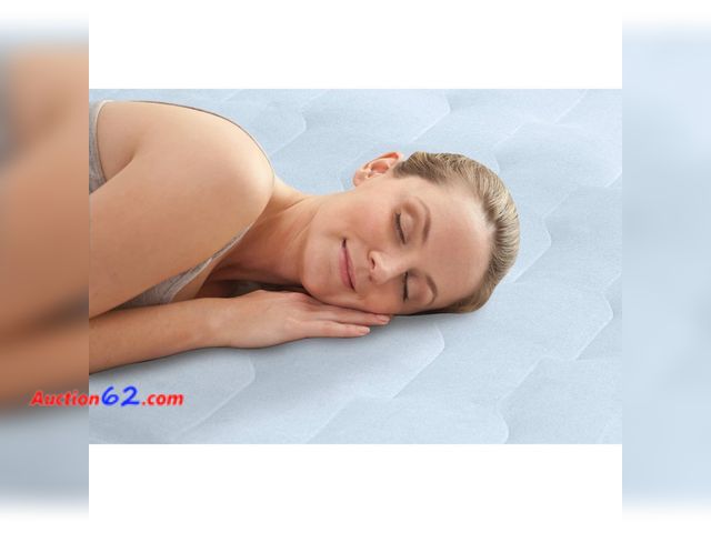 Lot 44-129o - Intex Mid Rise Hexbeam 14" Electric Pump Twin Air Mattress - Dark Blue: PVC, Indoor/Outdoor Use Appears New, A basic inspection has been giv...