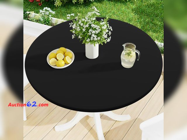 Lot 44-9248 - Smiry Round Spandex Tablecloth, Fitted Table Cover for 36"-44" Tables Appears New, A basic inspection has been given to this item. Sold AS-I...