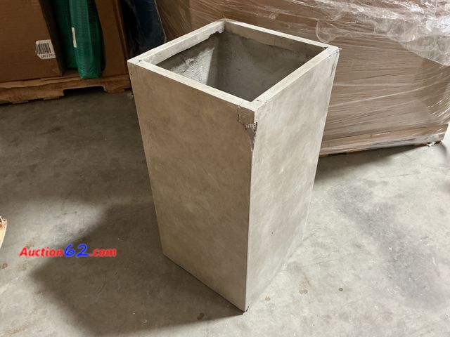 Lot 44-224b - Retail of $75.99-KANTE 28 in. Tall Weathered Concrete Lightweight Durable Modern Tall Square Outdoor Planter- Does Have Damage- See Photos