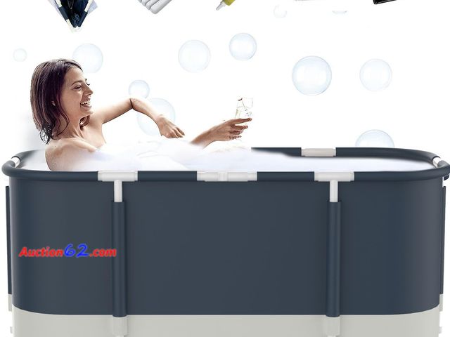 Lot 44-1555o - Portable Bathtub For Shower Stall, Large 45.3 inch Foldable Soaking Bathing Tub for Adults, Separate Family Bathroom Japanese SPA Collapsibl...