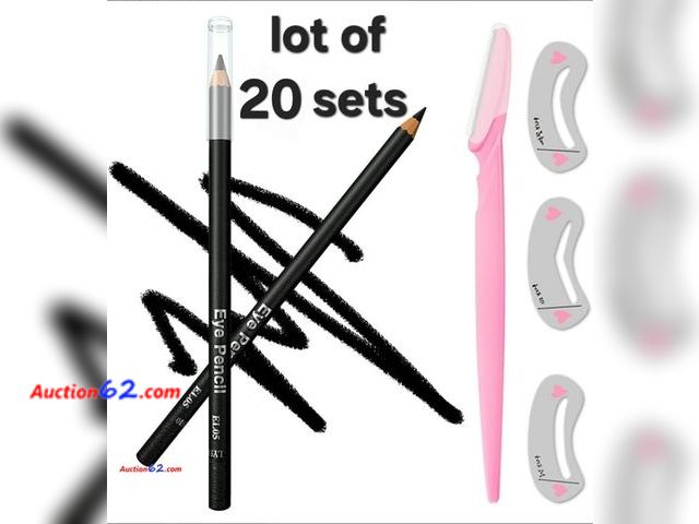 Lot 44-6556w - Lot of 20 Wooden Eyeliner Pencil, Waterproof Long Lasting Makeup Eye Liner, Easy Application, [5-in-1]Eyeliner *1; Eyebrow Razor *1; Eyebrow...