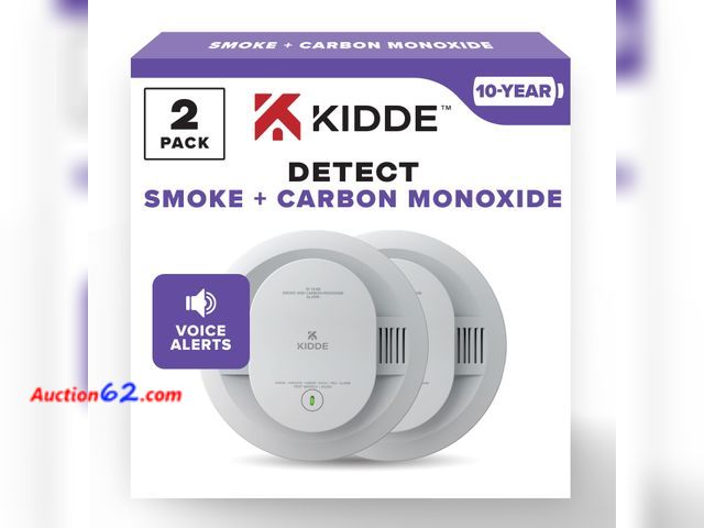 Lot 44-1926e - $124.98 Retail price - Kidde Smoke &amp; Carbon Monoxide Detector, 10-Year Battery Powered, Voice Alerts, LED Warning Light Indicators, 2 Pa...