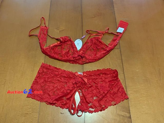 Lot 44-3038g - Size X-Large - AVIDLOVE Women's Bra and Panties - Red - New - See Pictures