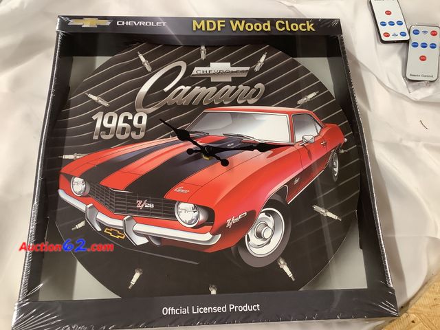 Lot 44-7509t - 1969 Chevy Camero wall clock approximately 13 inches. New. Licensed GM. See All Photo's Not Tested Never opened, Factory Sealed