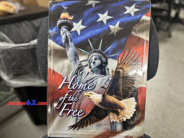 Lot 44-7505b - Metal 12x17 sign Statue of Liberty and bald eagle “ Home of the Free”. New. See photo. 5. Not Tested 13. Never opened, Factory Sealed