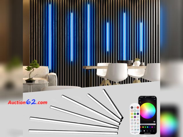 Lot 44-139o - $109.99 Retail price - Lichaser RGB Black Smart Recessed Lighting for Acoustic Panel, 6 Pcs WiFi LED Strip Light for Wood Slat Wall Panel Co...