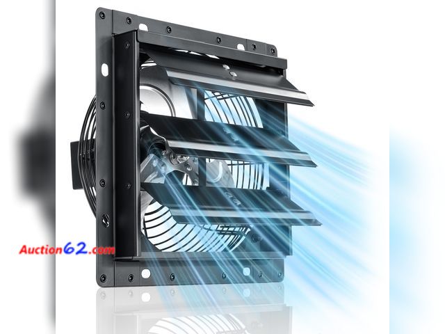 Lot 44-1648o - Windigaga 8 Inch Shutter Exhaust Fan, 760 CFM High-Speed Wall Mounted Exhaust Fan, 40dB Quiet Cooling Ventilation Attic Fan for Shed, Garage...