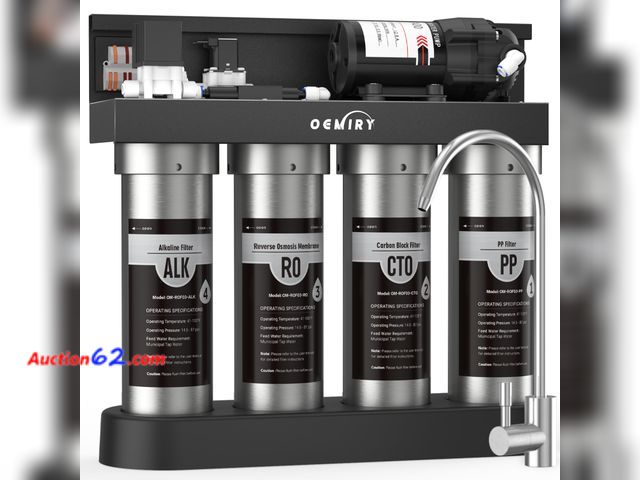 Lot 44-864 - $189.9 Retail price - OEMIRY Alkaline UV Reverse Osmosis System Stainless Steel 500 GPD Tankless RO Water Filter 8 Stage Remineralization Un...