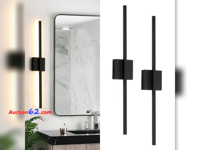 Lot 44-1610o - $89.99 Retail price - Lonrukat Wall Sconces Set of Two, 28 Inch Dimmable LED Wall Sconce Modern Black Sconces Set of 2 for Bathroom, Living ...