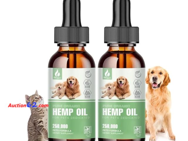 Lot 44-6577g - Pet Hemp Oil for Dogs and Cats - Organic Hemp Extract Drops, Sleep Aid Anxiety, Stress, Hip &amp; Joint Pain Relief, Dog Calming Treats Rich...
