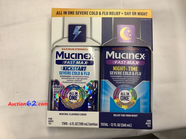 Lot 44-6117w - Mucinex Fast-Max KickStart and Night -Time All in one severe cold &amp; Flu Relief pack, Powerful Multi-Symptom Cold &amp; Flu Relief,  09/2...