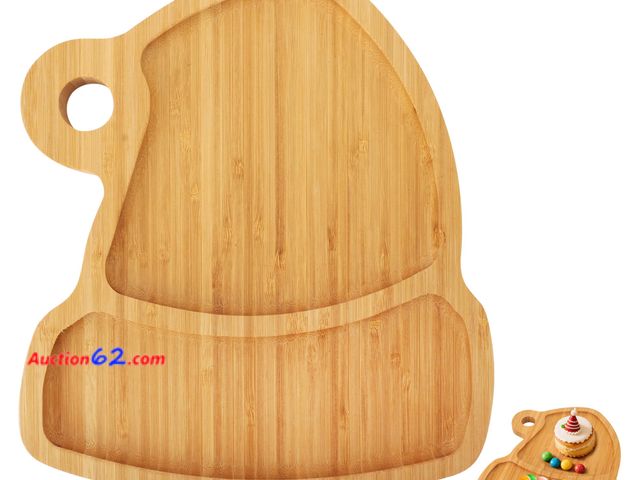 Lot 44-9033 - Lot of (2) Serving Trays, Bell Shape Charcuterie Board, Bamboo Serving Platter Dish for Holiday Party Food Tray for Cheese Snack Fruit 10 x ...