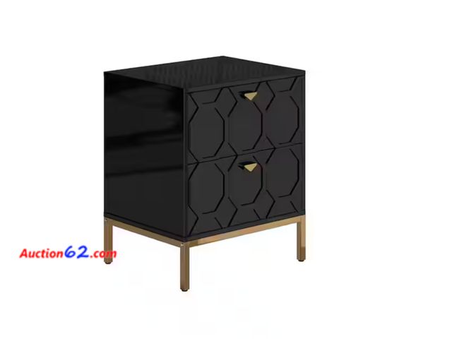 Lot 44-1508w - $120 Retail price - Boyel Living 2 Drawers Accent Cabinet, High Gloss Black Not Tested See All Photo's Appears New, A basic inspection has b...