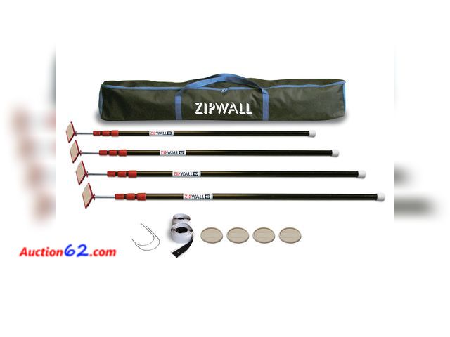 Lot 44-1679o - $199 Retail price - ZIPWALL ZP4 ZipPole 10 Foot Spring Barrier (Pack of 4) Loaded Poles for Dust Barriers, 4 Pack, Black See All Photo's Not...