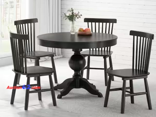 Lot 44-1558t - $245 Retail price - (TABLE NOT INCLUDED) Windsor Black Wood Dining Chair (Set of 4) Appears New, A basic inspection has been given to this i...
