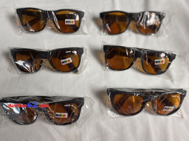 Lot 44-2017w - New 6 pairs True Blue sunglasses. UV blue block lenses. See photos. Appears New, A basic inspection has been given to this item. Sold AS-IS....