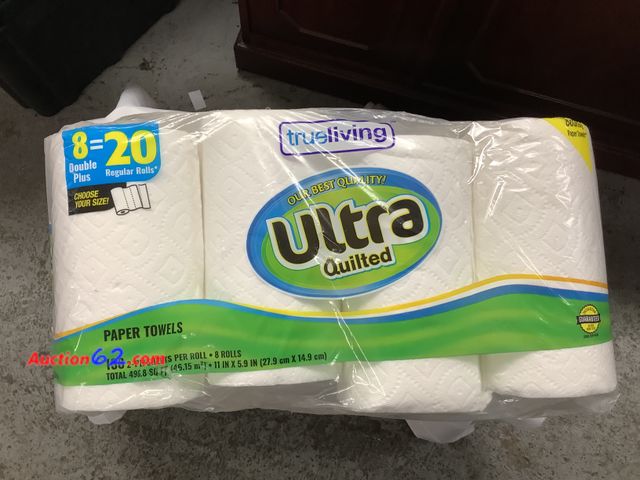Lot 44-6001o - True Living Ultra Quilted 8 pack paper towels.  138 2 ply sheets per roll. New See All Photo's Not Tested Never opened, Factory Sealed