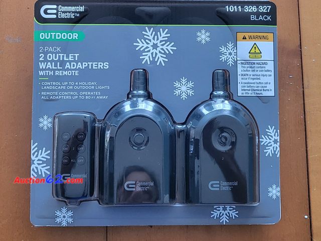 Lot 44-3083b - Commercial Electric Wireless Indoor/Outdoor Remote Control with 2 Outlets-2 Pack - New in Sealed Package - See Pictures 1. Appears New, A ba...