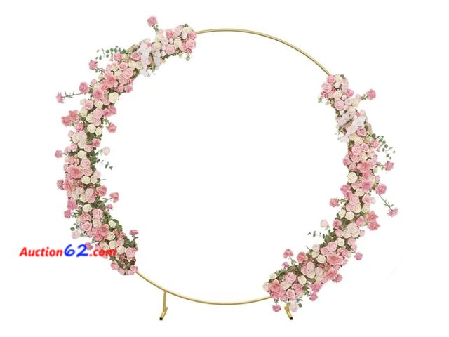 Lot 44-6958g - Metal Floral Arch Stand for Weddings, Parties, Gold, Round Shape (Gold, Medium Size)(flowers not included) Appears New, A basic inspection h...