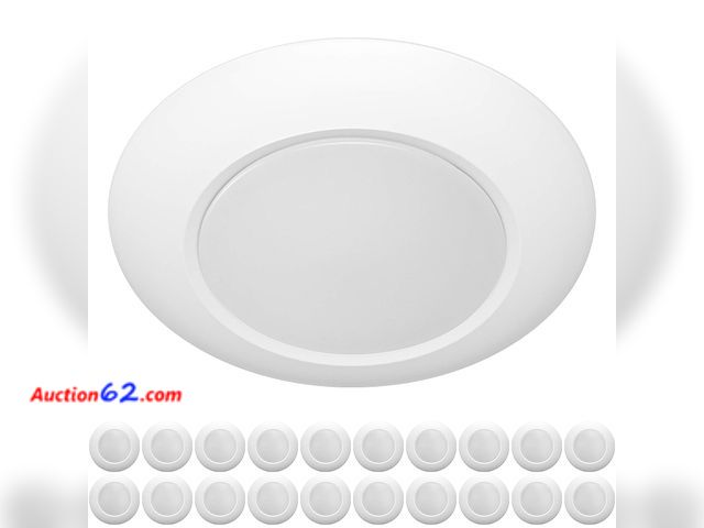 Lot 44-1507o - $109.99 Retail price - ZAGO 20 Packs 6 Inch LED Disk Light Surface Mount Low Profile Recessed Retrofit Ceiling Fixture for J Box, Dimmable, ...