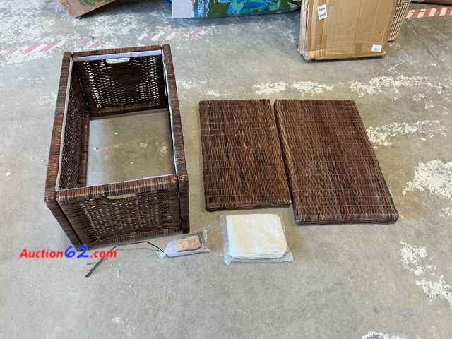 Lot 44-1500t - $117.92 Retail price - happimess HPM9002A Elijah 30" Wicker Storage Trunk, Collapsible for flat storage, Rattan-Sarang Buaya, Coastal for Of...