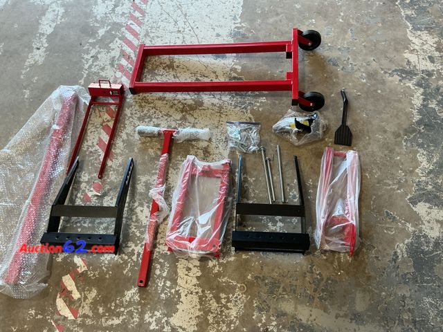 Lot 44-1149p - Retail value $180- 300lb Capacity, Adjustable Riding Lift Jack Heavy Duty Construction with Safety Lock, Non-Slip Wheels&amp;Handle for Trac...