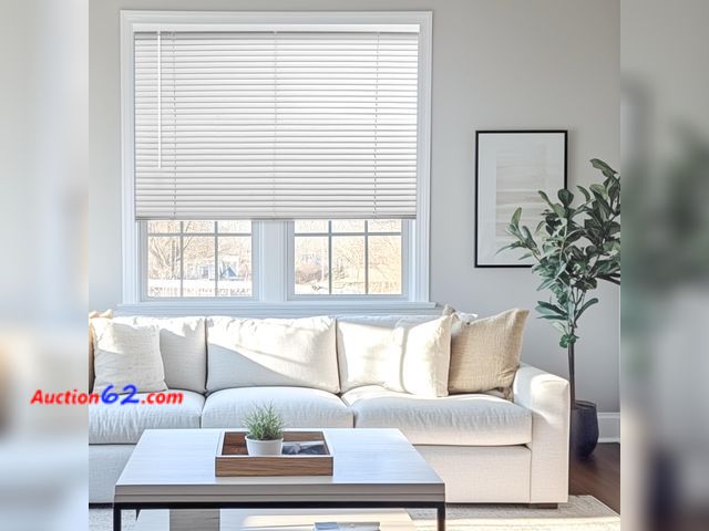Lot 44-1500b - CHICOLOGY Mini Blinds for Indoor Windows – 46"W x 48"H, White Horizontal Vinyl Blinds | Cordless | Easy to Install | Sleek Low-Profile Fit f...