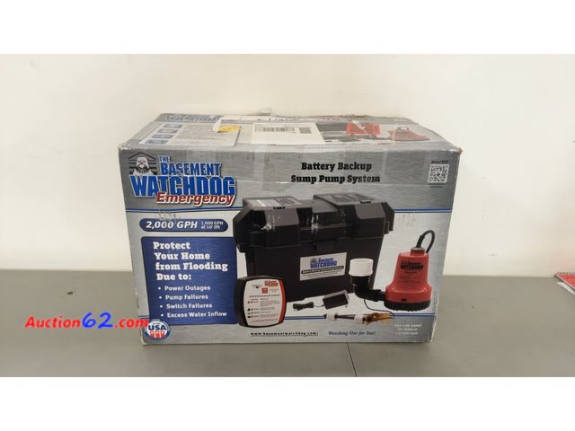 Lot 44-1553o - $167.74 Retail price - The Basement Watchdog Emergency Battery Backup Sump Pump - Up to 2,000 GPH - 24/7 Monitoring Controller (BWE) See All...