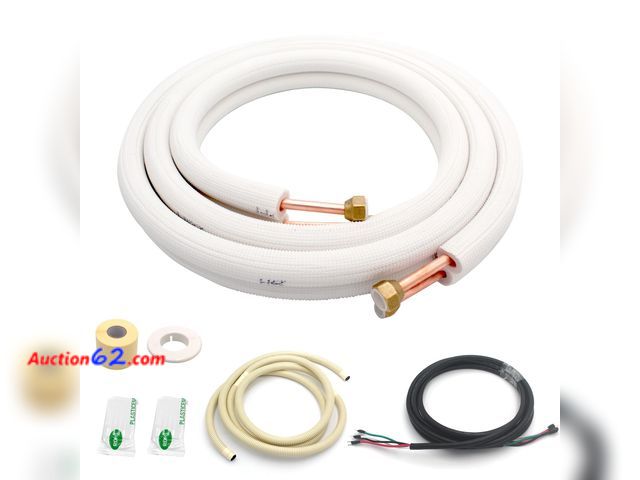 Lot 44-1593o - TAUROX 10FT Mini Split Line Set 1/4" &amp; 3/8" O.D Copper Pipes Tubing and 3/8" White Thickened PE Insulation Coil, for Mini Split Air Cond...