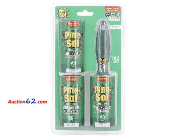 Lot 44-9131o - Pine-Sol Lint Roller with Refills - Reusable Pet Hair Removal Tool with 60 Sticky Sheets per Roll - Great for Clothing, Furniture, and Trave...