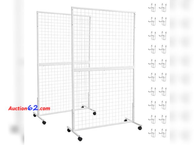 Lot 44-135m - $159.99 Retail price - 2-Pack 3' x 6' Gridwall Panel Display Stand with Wheels, Heavy Duty Freestanding Wire Grid Wall Display Rack, T-Base ...