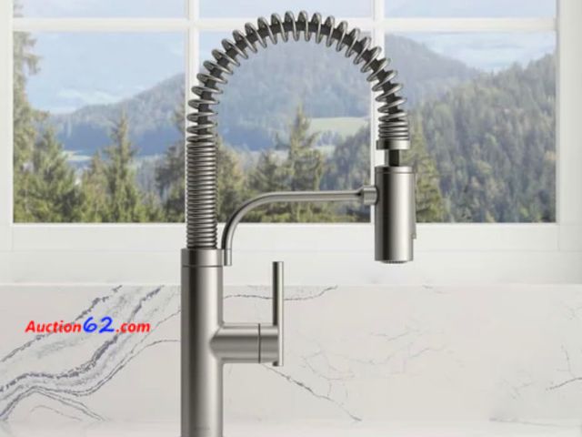 Lot 44-25p - $204 Retail value- Kohler Provo Semi-Pro Kitchen Faucet with Spiral Spring Neck, Stainless Steel Appears New, A basic inspection has been gi...