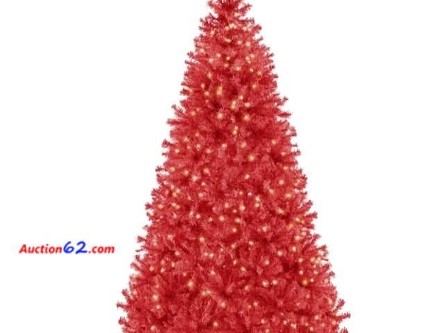 Lot 44-6941w - 4.5ft Pre-Lit Artificial Red Christmas Tree w/ Incandescent Lights Appears New, A basic inspection has been given to this item. Sold AS-IS.