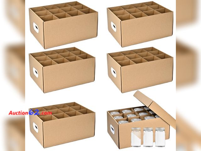 Lot 44-1972i - 6 Pcs Canning Jar Storage Boxes, Fits 32 oz Regular or Wide Mouth Jars, 12 Cells Mason Jar Organizer Appears New, A basic inspection has bee...