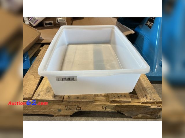 Lot 44-219 - White Plastic Storage Tote Container E-Commerce Return, A basic inspection has been given to this item. Sold AS-IS.